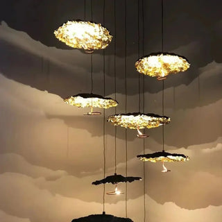 KUTURY Artistic Gilded Sculpted Leaf Ceiling Light – view 2