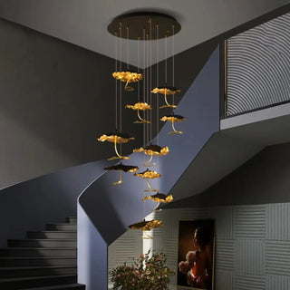 KUTURY Artistic Gilded Sculpted Leaf Ceiling Light – view 15