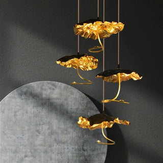KUTURY Artistic Gilded Sculpted Leaf Ceiling Light – view 3