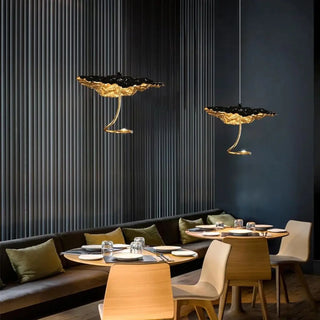 KUTURY Artistic Gilded Sculpted Leaf Ceiling Light – view 1