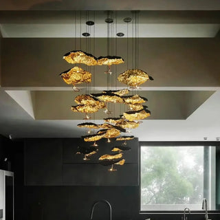 KUTURY Artistic Gilded Sculpted Leaf Ceiling Light – view 5