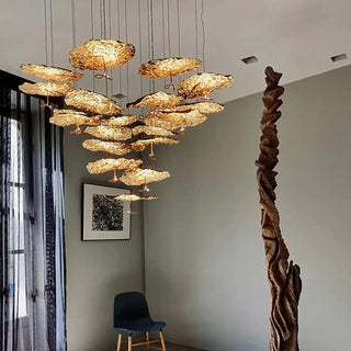 KUTURY Artistic Gilded Sculpted Leaf Ceiling Light – view 6