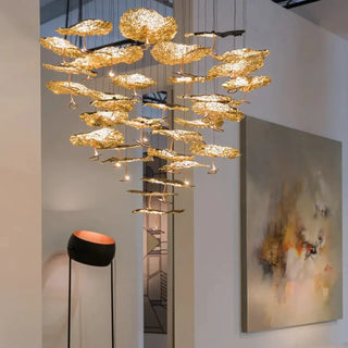 KUTURY Artistic Gilded Sculpted Leaf Ceiling Light – view 4