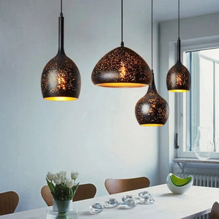 Matte black pendant light, artistic gold accent modern ceiling hanging fixture