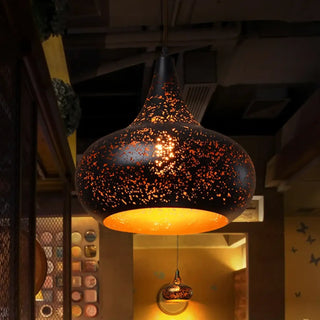 Modern matte black pendant light, artistic gold accents ceiling fixture