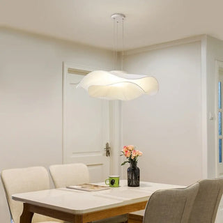 White soft fabric pendant light, modern metal design, ambient hanging fixture