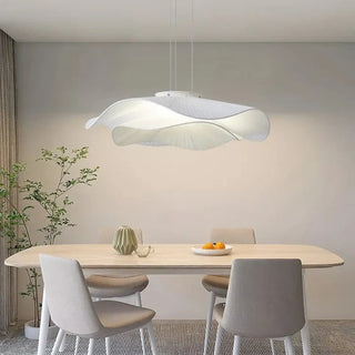 Designer white pendant, fabric shade metal frame, modern ceiling hanging lamp