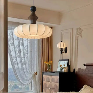 DUPLIED Elegant White Fabric and Wood Ceiling Light – view 5