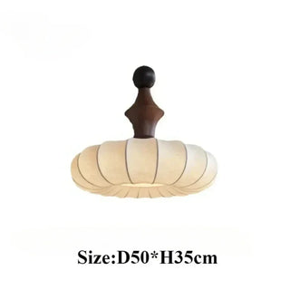 DUPLIED Elegant White Fabric and Wood Ceiling Light – view 6