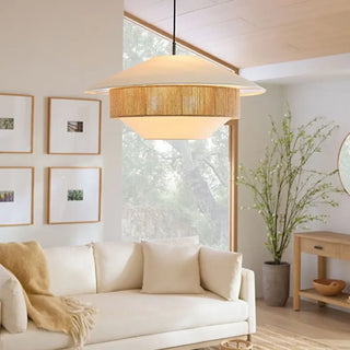 MYARITIA White Jute Natural Ambiance Elegant Ceiling Light – view 1