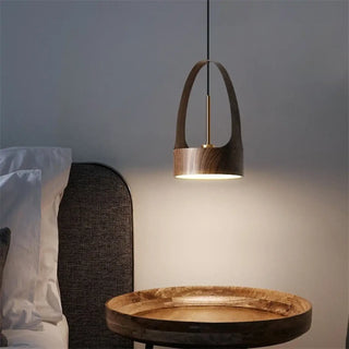 BIGAS Modern Wood with Cylindrical Elegant Shade Ceiling Light – view 5