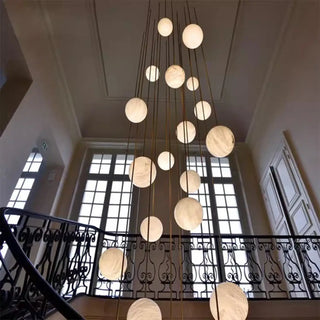 Marbled glass pendant light, double glass ball luxury brass finish ceiling fixture