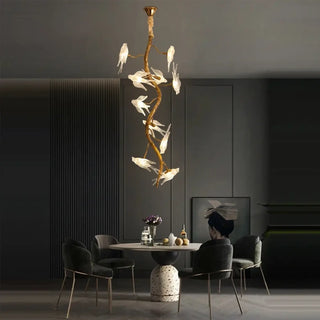 Designer golden branch pendant light, luminous flower lamp ceiling fixture