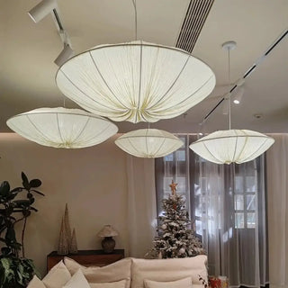 NEDEZOLE Circular White Fabric Elegant Ceiling Light – view 1