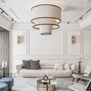 BECO Conical Beige Fabric with Black Rings Ceiling Light – view 2