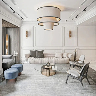 BECO Conical Beige Fabric with Black Rings Ceiling Light – view 1