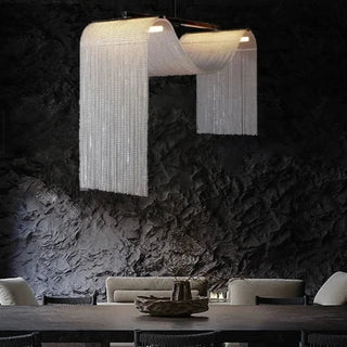 Contemporary designer pendant lamp, modern metal curtains ceiling hanging light