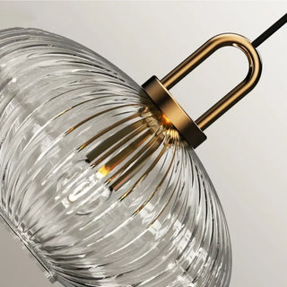 ribbed glass pendant lamp chic elegance — contemporary ceiling light front view
