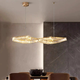 Gold crystal pendant light, designer modern living room ceiling hanging fixture