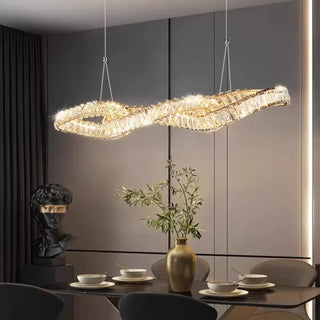 Crystal pendant lamp with gold finish, designer modern living room ceiling light