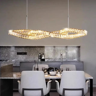 Contemporary gold crystal pendant light, designer living room ceiling fixture