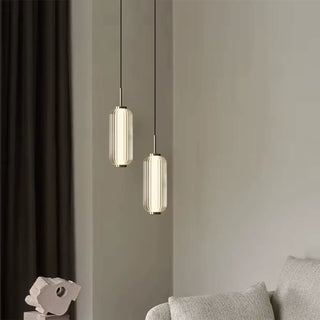 POLA Cylindrical Ribbed Glass Gilded Ceiling Light – view 7