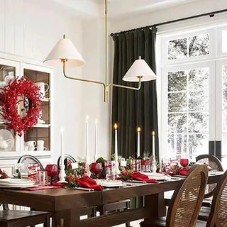 DAJOLITE Golden Two-Arm Ceiling Light with Beige Shades – view 1