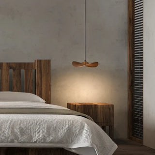 Contemporary wood effect pendant lamp, LED modern warm ambient ceiling fixture