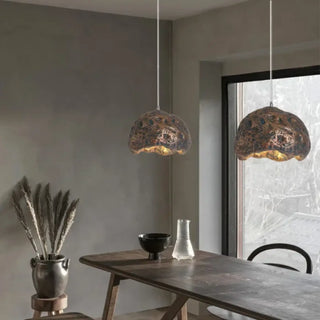 Raw rock pendant lamp, designer warm glow cozy living room ceiling hanging light