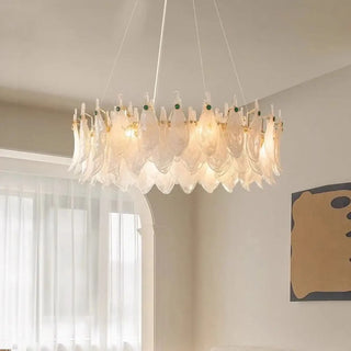 Gold leaf crystal pendant illuminated — luxury hanging lamp for dining room