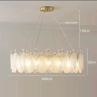 Gold leaf crystal pendant detail — premium luxury ceiling fixture