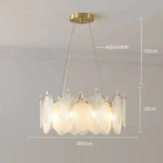 Gold leaf pendant close-up — crystal luxury ceiling light