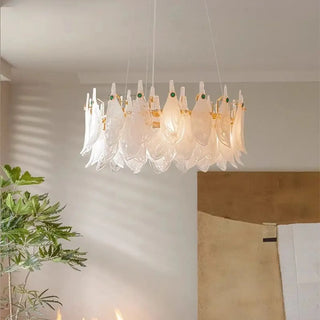Crystal gold leaf pendant light — elegant ceiling lamp for living room