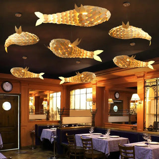 LOKA Golden Fish Design Dining Room Ceiling Light – view 7