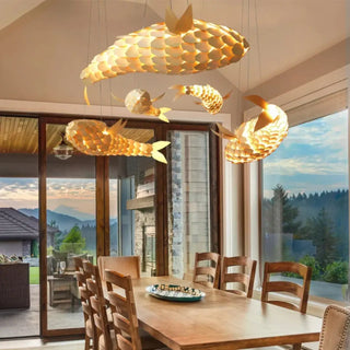 LOKA Golden Fish Design Dining Room Ceiling Light – view 3