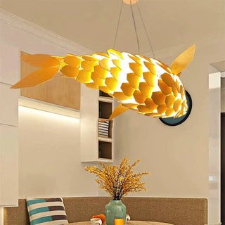 LOKA Golden Fish Design Dining Room Ceiling Light – view 6