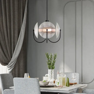 BLEGO Minimalist White Globe and Gilded Discs Ceiling Light – view 2