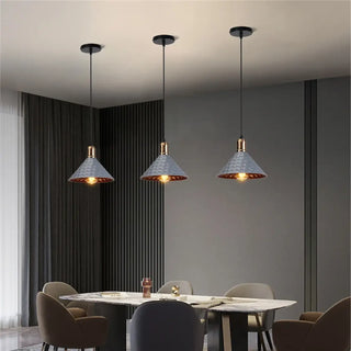 Industrial copper pendant, hammered design ceiling hanging fixture