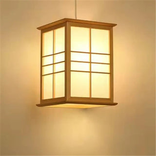 Japanese wooden pendant light, minimalist Zen interior ambiance ceiling fixture