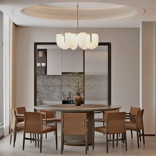 PAMI Brass Opaline Glass Curved Modern Pendant – view 1
