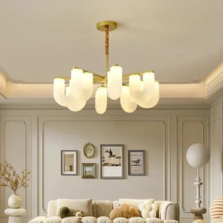 PAMI Brass Opaline Glass Curved Modern Pendant – view 3