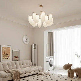 PAMI Brass Opaline Glass Curved Modern Pendant – view 2