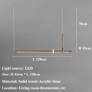 Linear LED Pendant Light - Solid Wood Modern Pendant Lamp for Dining Room