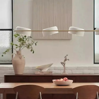 Designer linear LED pendant lamp, sleek contemporary dining room light