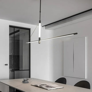 Slim black linear pendant illuminated — architect LED ceiling lamp