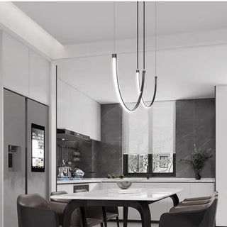 Minimalist LED pendant light, fluid lines elegant ceiling hanging fixture