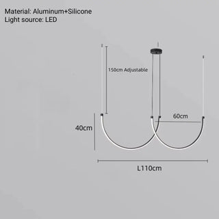 Contemporary LED pendant light, fluid lines minimalist elegant ceiling fixture