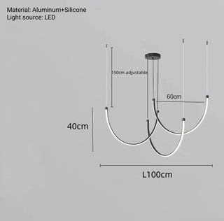 Minimalist fluid pendant lamp, elegant LED lines ceiling hanging fixture