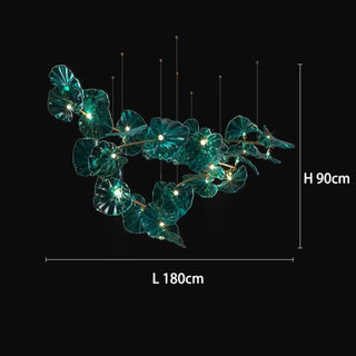 Glass pendant with botanical design close-up — luxury ceiling fixture
