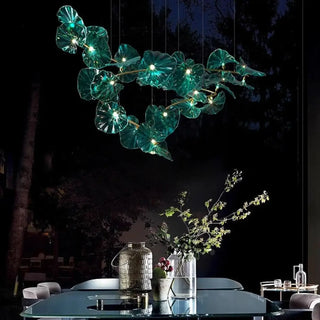 Luxury sculpted glass pendant with plant effect — designer ceiling light